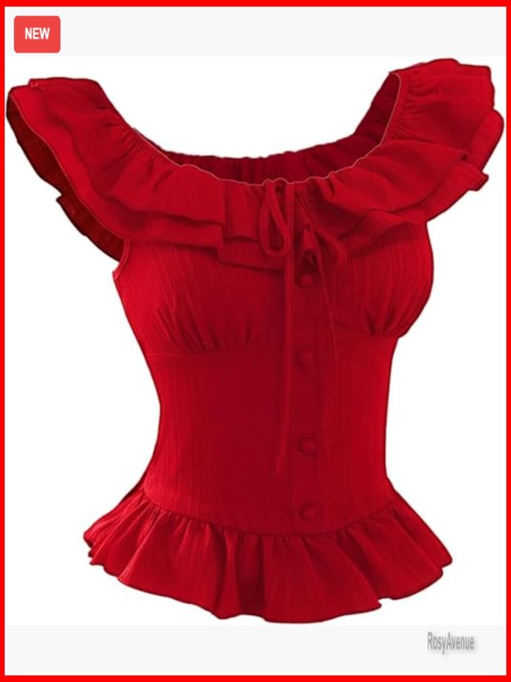 Layered Ruffle Sleeveless Smocked Tie Front Button Up Flared Hem Casual Blouse